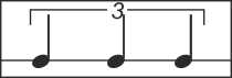 grauer Rhythmusbaustein Dreivierteltakt Triole aus drei Vierteln
